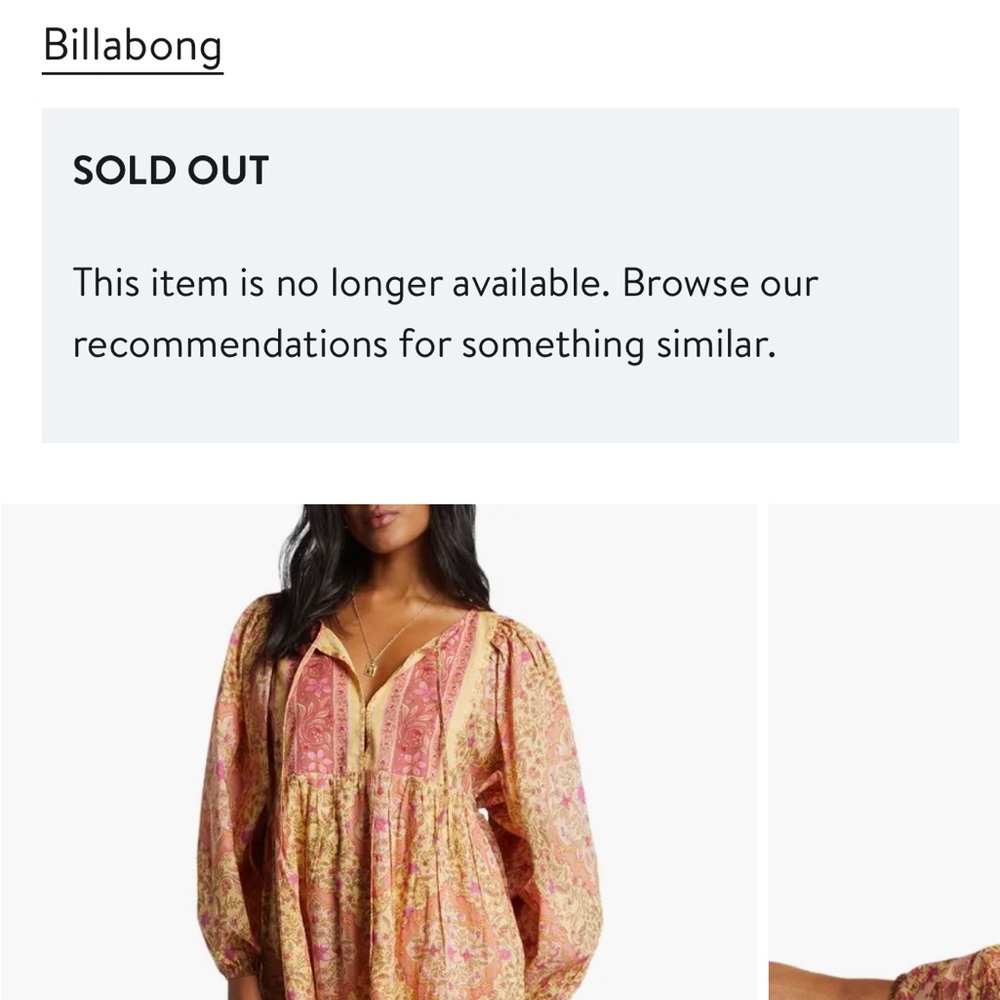 Billabong Pink and Yellow Paisley Peasant Dress - Picture 2 of 6